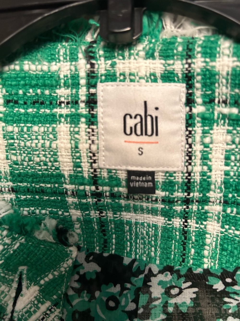 CAbi Green and White Plaid Tweed Jacket - Picture 9 of 9